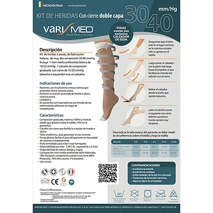 Kit de Heridas Calceta Varimed 30-40 mmHg - 3 Piezas - Cierre Izquierdo - REF. 9034