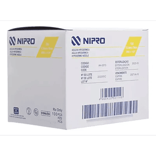 AH-3013 - Nipro Aguja Hipodérmica 30G X 1/2 - Unidad 