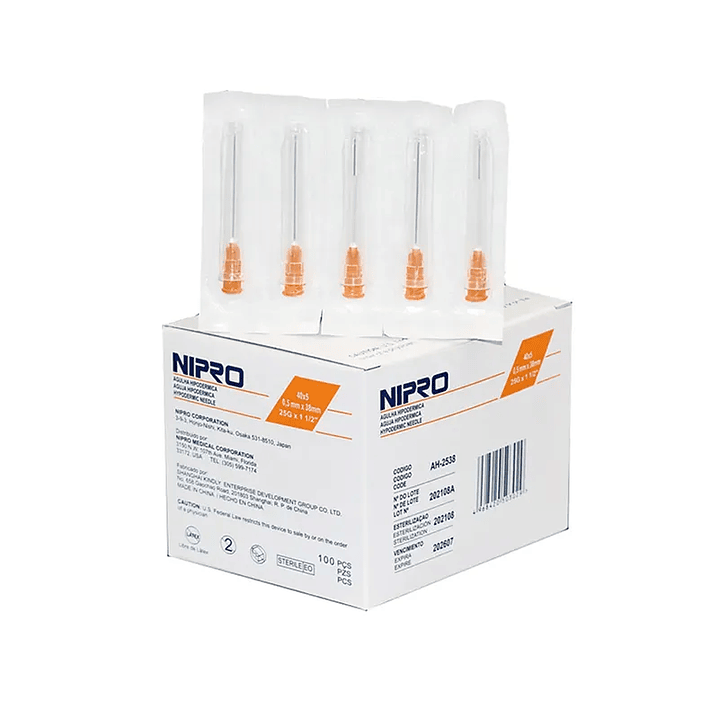 AH-2538 - Nipro Aguja Hipodérmica 25G X 1 1/2 - Unidad 1