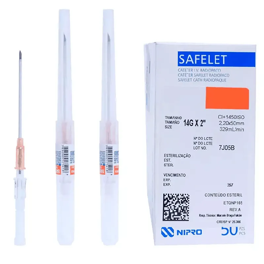 Branula Safelet 14G x 2 - Naranjo - Nipro 1
