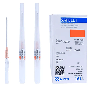 Branula Safelet 14G x 2 - Naranjo - Nipro