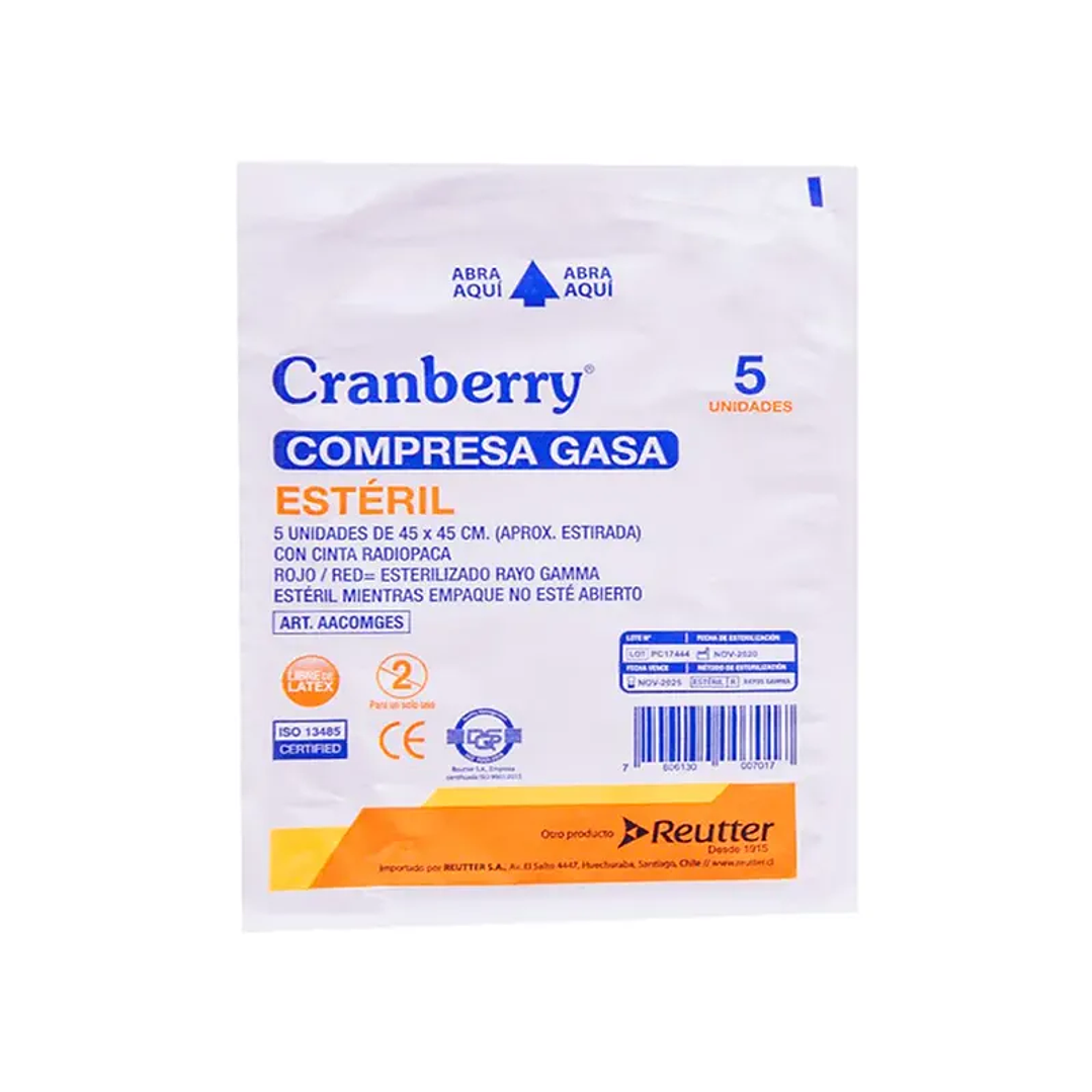 Compresa Gasa Estéril 45x45 cm - Cranberry 1