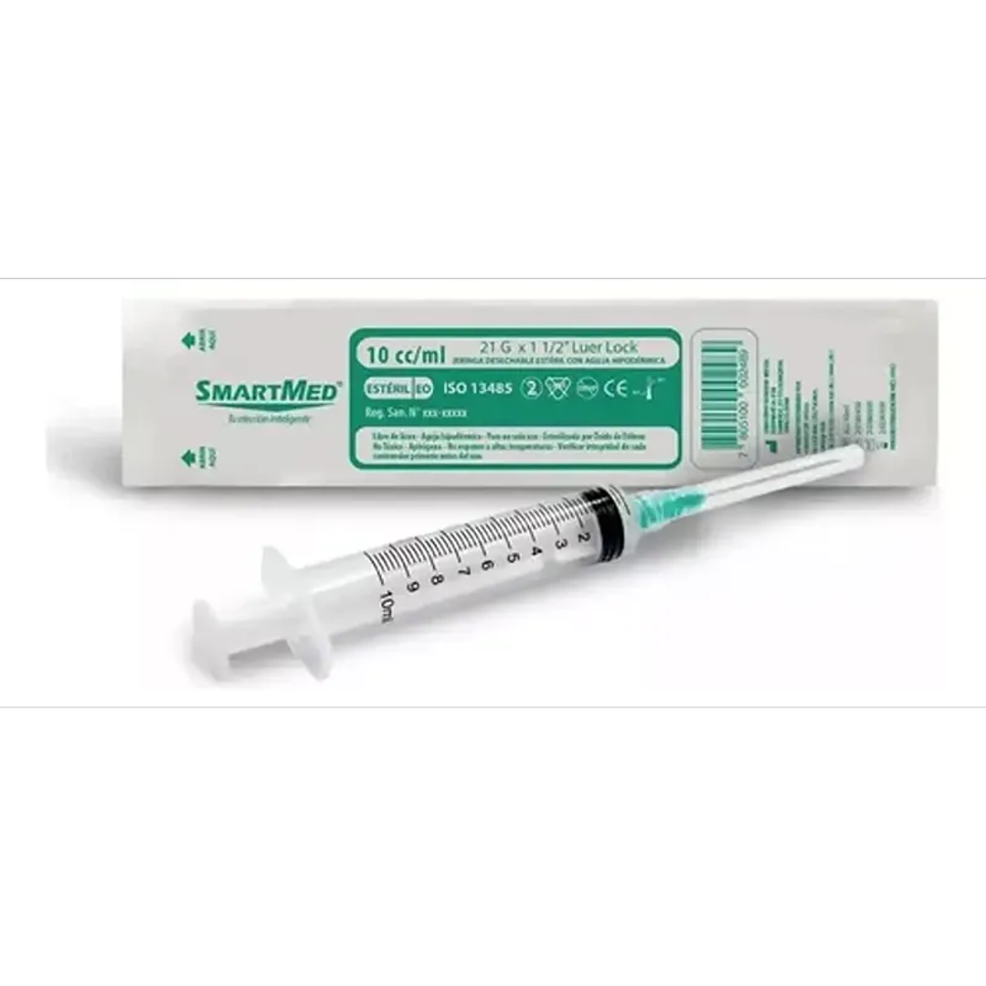 Jeringa Luer Lock 10cc 21G X 1 1/2 - Smartmed 1