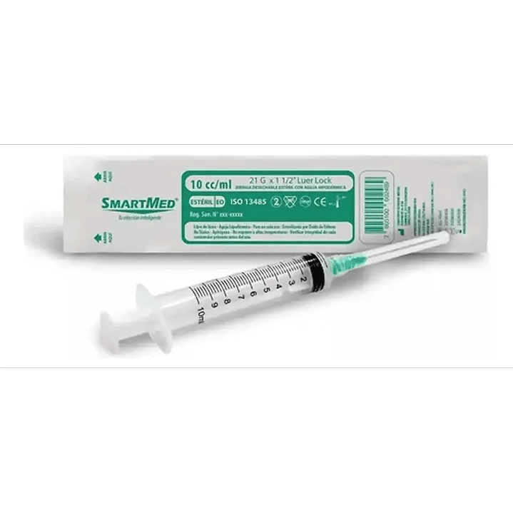 Jeringa Luer Lock 10cc 21G X 1 1/2 - Smartmed 1