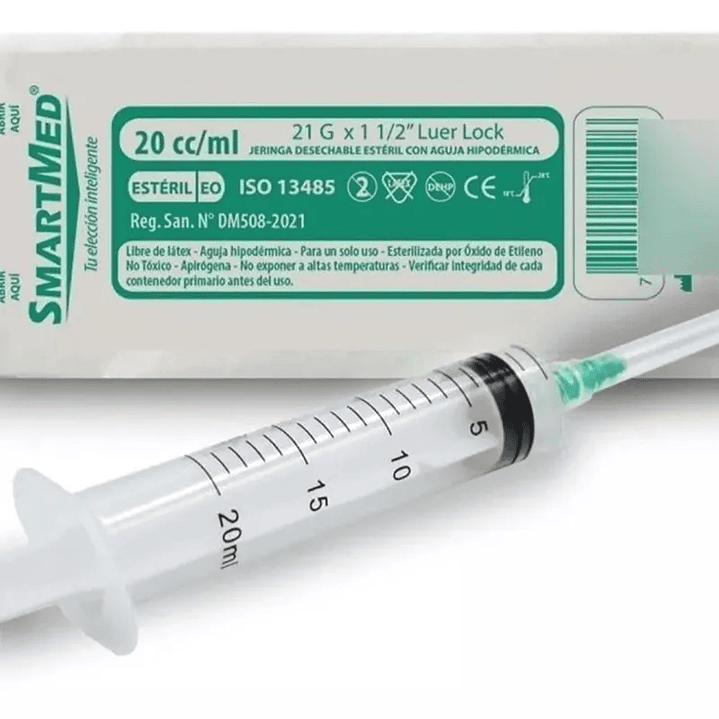 Jeringa Luer Lock 20cc 21G X 1 1/2 - Smartmed 1