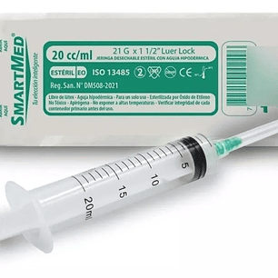 Jeringa Luer Lock 20cc 21G X 1 1/2 - Smartmed