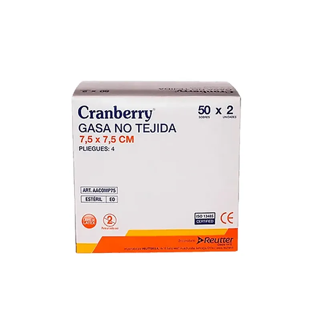 Gasa no Tejida — 7.5 x 7.5 cm  — Caja (50 Un/Sobres) — Cranberry 1