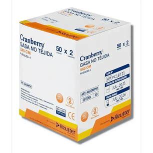 Gasa no Tejida — 5 x 5 cm  — Caja (50 Un/Sobres) — Cranberry