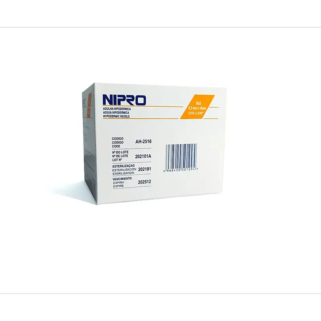 AH-2516 - Nipro Aguja Hipodérmica 25G X 5/8 - Unidad  1