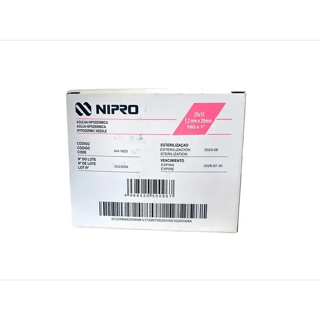 AH-1825 - Nipro Aguja Hipodérmica 18G X 1 - Unidad 1