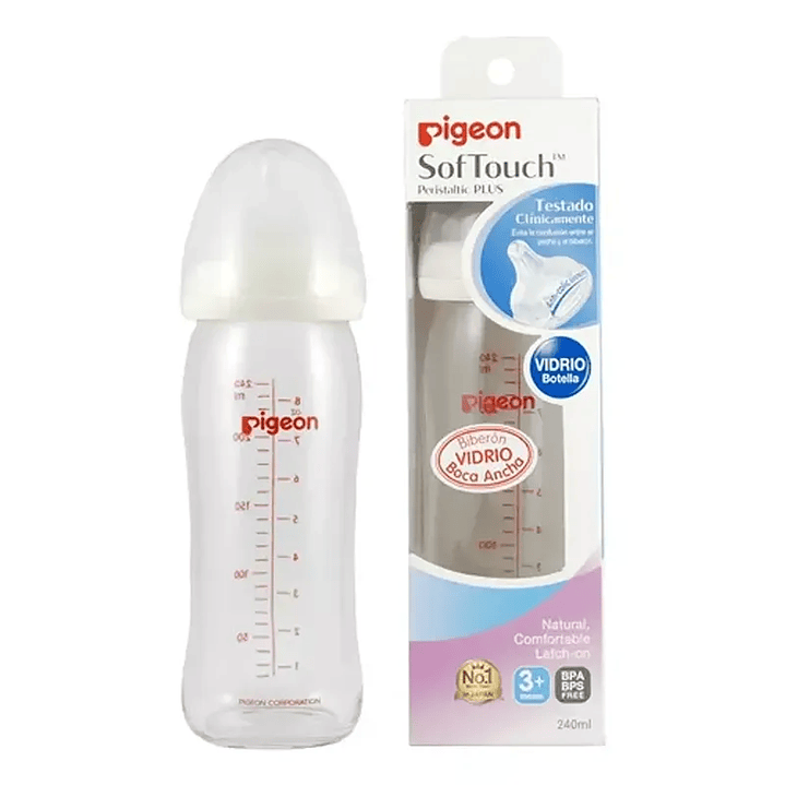 Biberón de Vidrio 240ml SofTouch - Pigeon 1