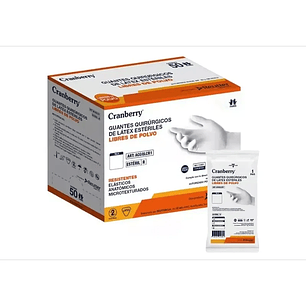 Guantes Quirúrgicos Látex Estériles Libre de Polvo - Cranberry - Tallas