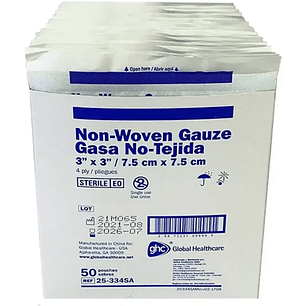 Gasa no Tejida — 7.5 x 7.5 cm  — Caja (50 Sobres) — GHC