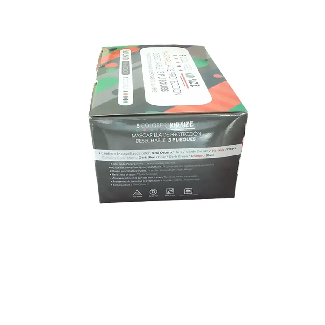 Mascarilla 3 pliegues Pediátrica 50 unidades - Kid Size 3