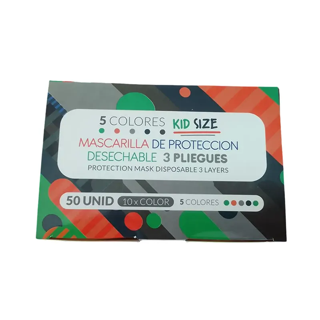 Mascarilla 3 pliegues Pediátrica 50 unidades - Kid Size 4