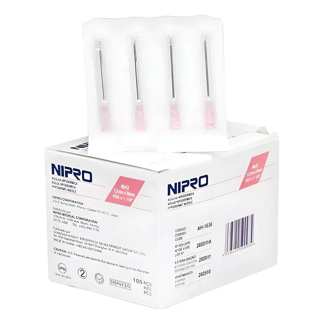 AH-1838 - Nipro Aguja Hipodérmica 18G X 1 1/2 - Unidad 1