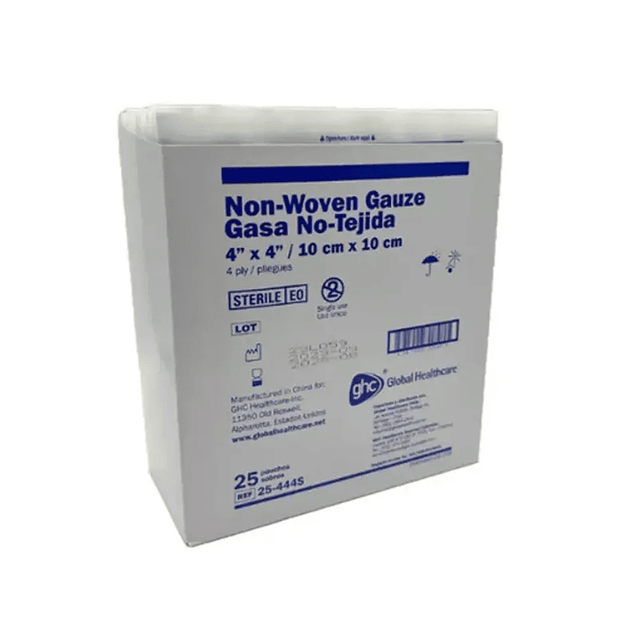 Gasa no Tejida — 10 x 10 cm  — Caja (25 Sobres) — GHC 1