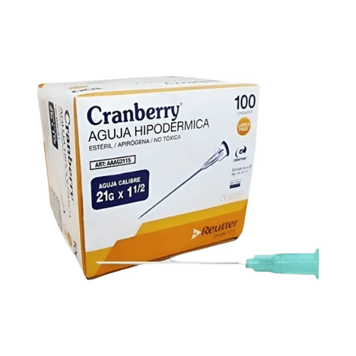 AAAG2115 – Agujas Hipodérmicas Cranberry 21G x 1 1/2