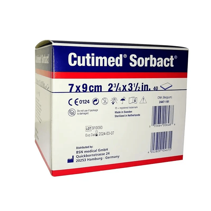 Gasa Antimicrobiana Cutimed Sorbact — 7x9 cm — Ref: 72165-00 1