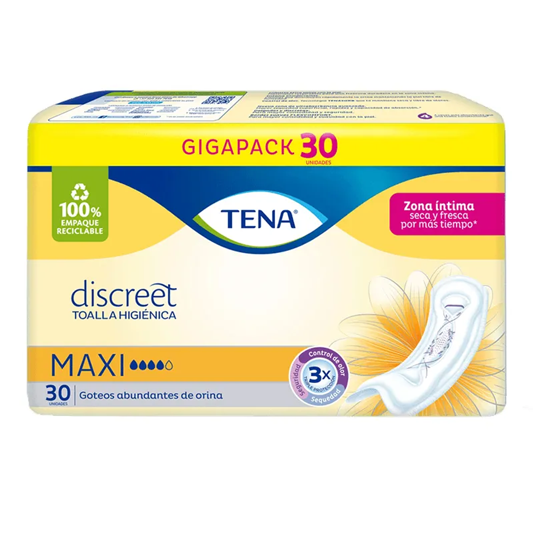 Toalla Higiénica Discreet Maxi - 30 Toallas - TENA  1