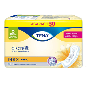 Toalla Higiénica Discreet Maxi - 30 Toallas - TENA 