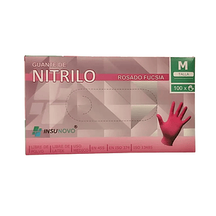 Guante Nitrilo Sin Polvo Rosado — Tallas — Caja 100 Unidades — Insunovo