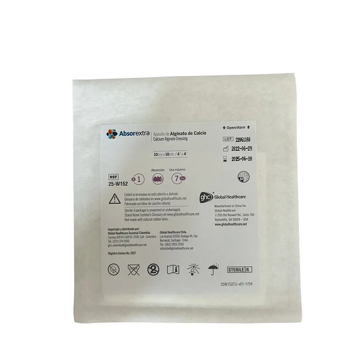 Apósito Alginato de Calcio Absorextra 10x10 cm — Global Healthcare (Ref. 25-W152) 1