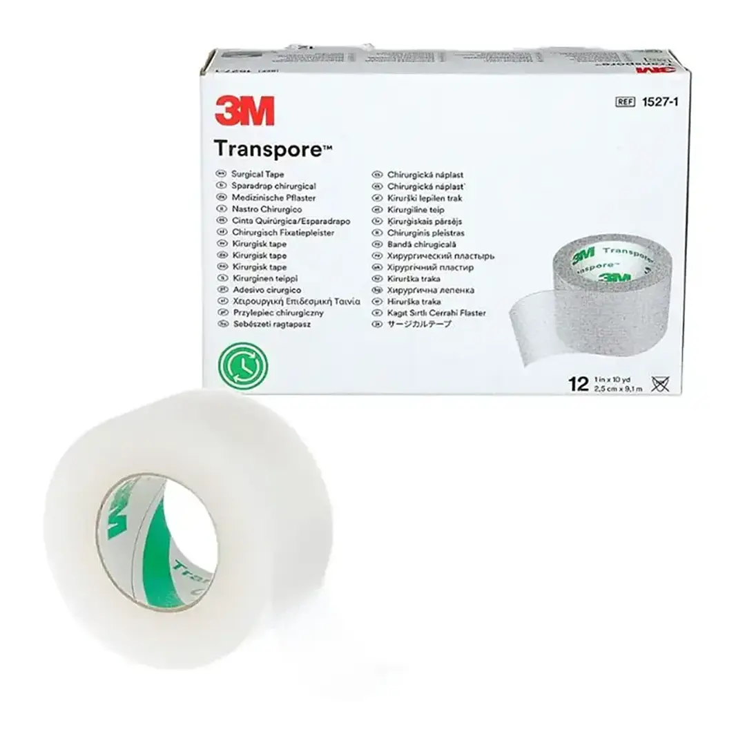 Cinta Plástica Transpore 1,25 cm — 3M (Ref. 1527-0) 1