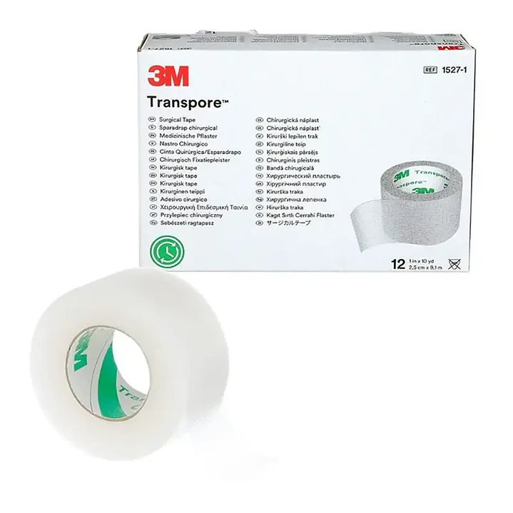 Cinta Plástica Transpore 1,25 cm — 3M (Ref. 1527-0) 1