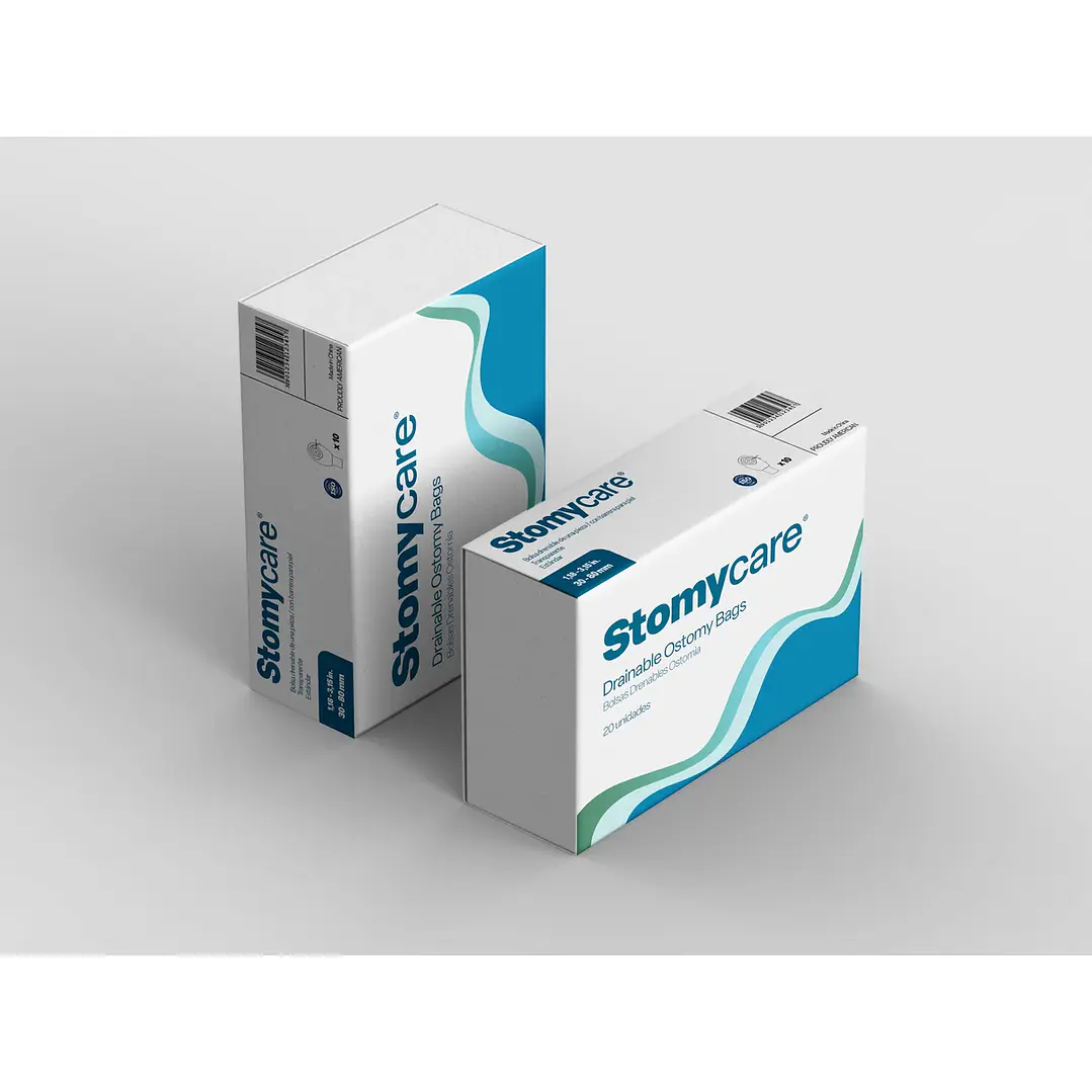 Bolsa Drenable de Colostomía Recortable 30-80 mm Transparente – Stomycare 2