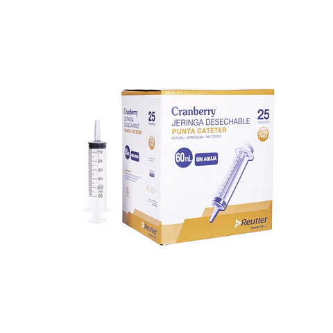 Jeringa desechable 60ml sin aguja con punta catéter