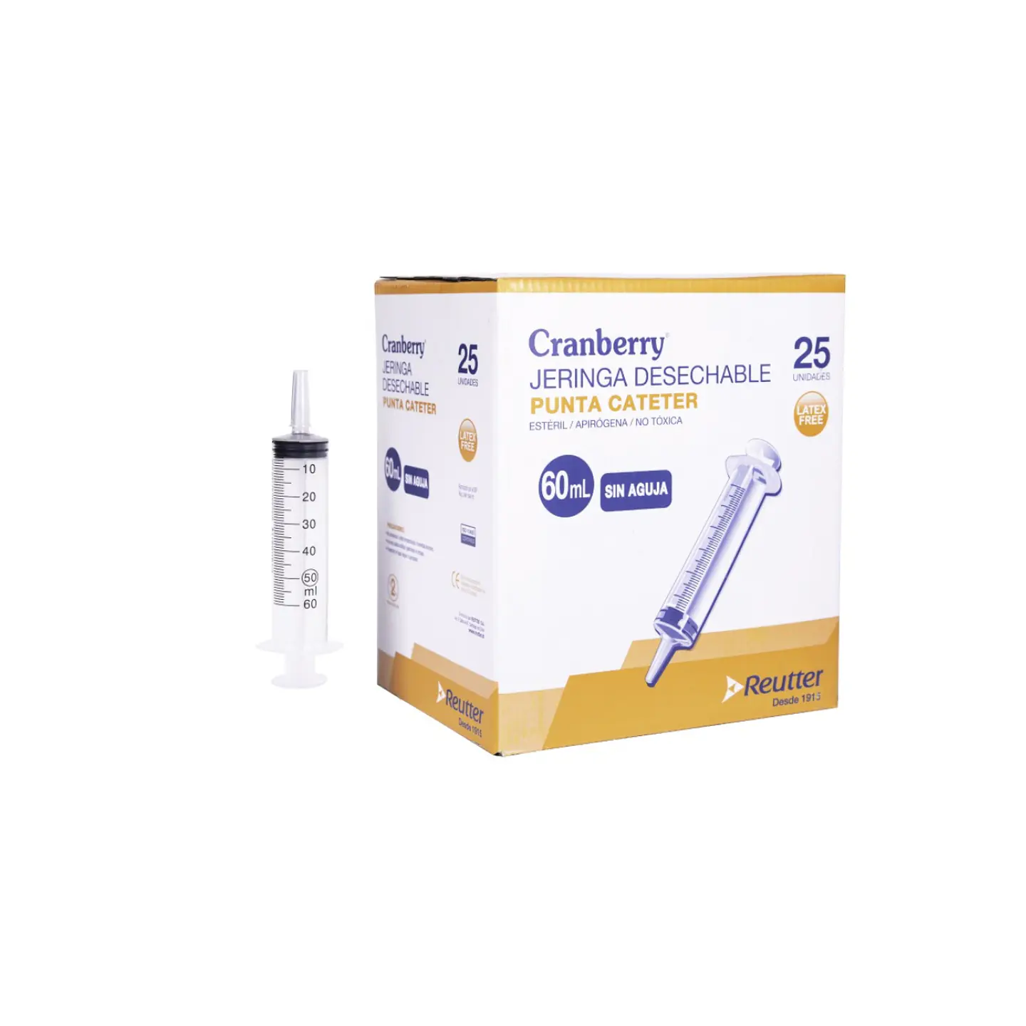 Jeringa desechable 60ml sin aguja con punta catéter 1