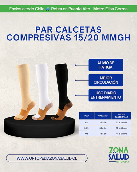 PAR Calcetines de compresión 15/20 mmHg