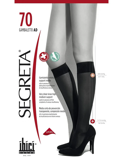 MEDIA CORTA LINEA 70 SEGRETA COMPRESION (11-14 mmhg)
