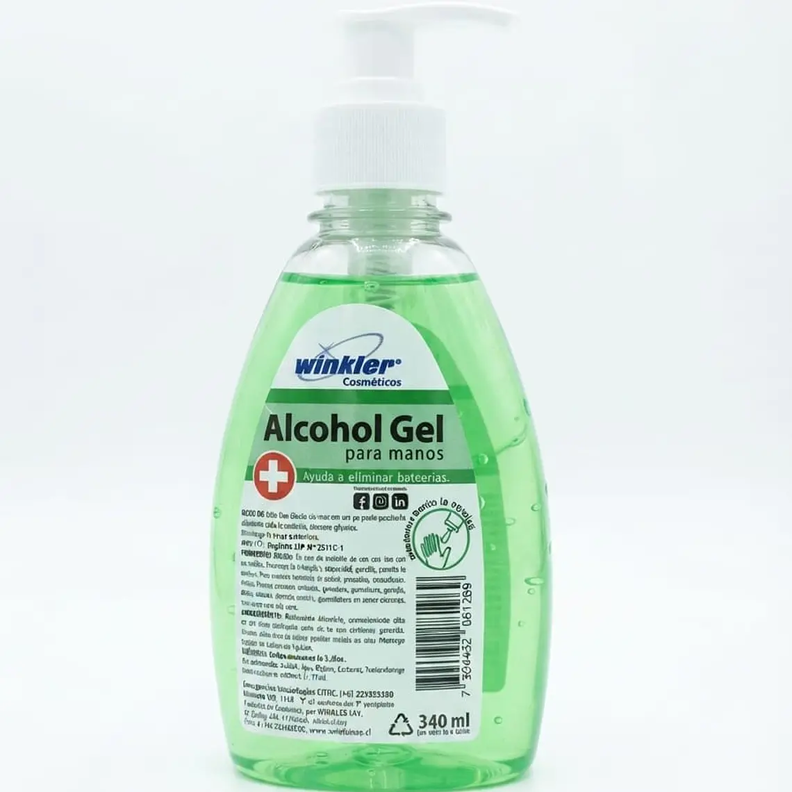 ALCOHOL GEL PARA MANOS VERDE 340ML - WINKLER 1