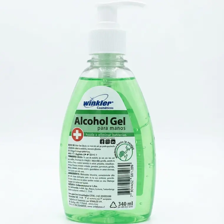 ALCOHOL GEL PARA MANOS VERDE 340ML - WINKLER 1