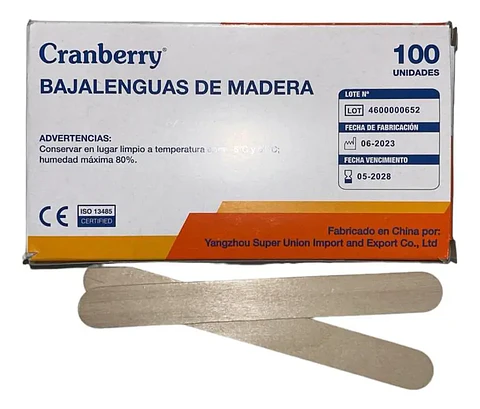 BAJALENGUAS DE MADERA ESTERIL UNIDAD CRANBERRY