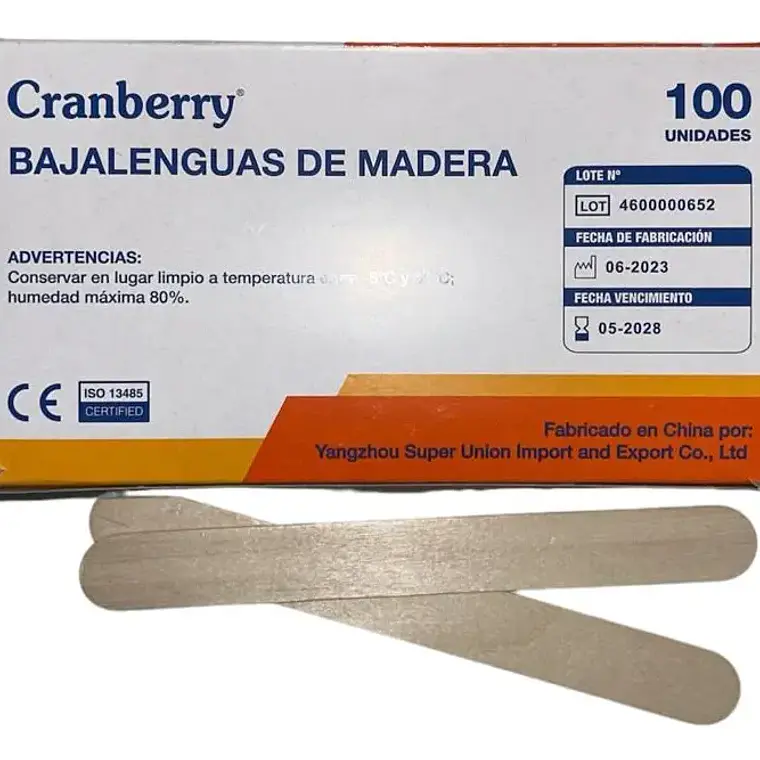 BAJALENGUAS DE MADERA ESTERIL UNIDAD CRANBERRY 1