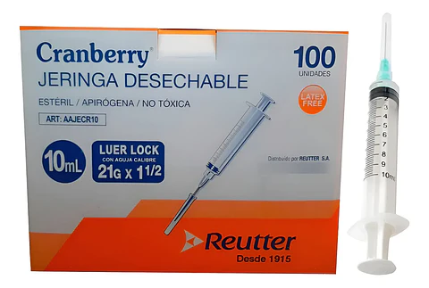 Jeringa des. 10ml - Aguja 21g x 1 1/2'' Caja