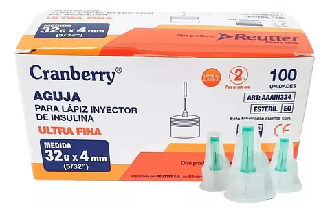 AGUJA PARA LAPIZ INYECTOR INSULINA 32G