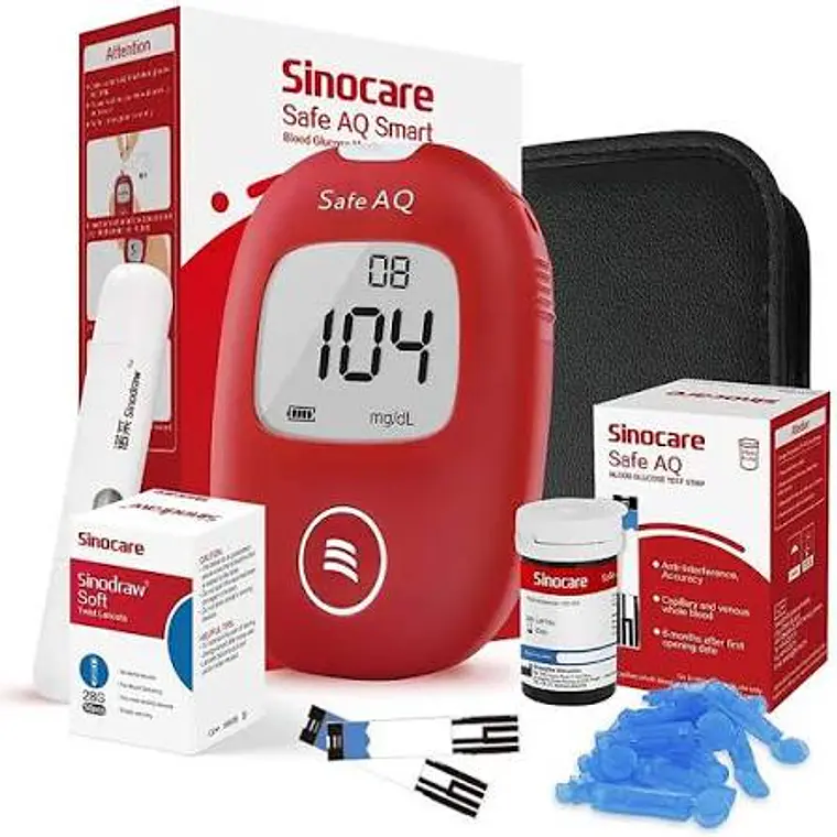 PACK GLUCOMETRO MAS 50 LANCETAS MAS 50 TIRAS SINOCARE 1
