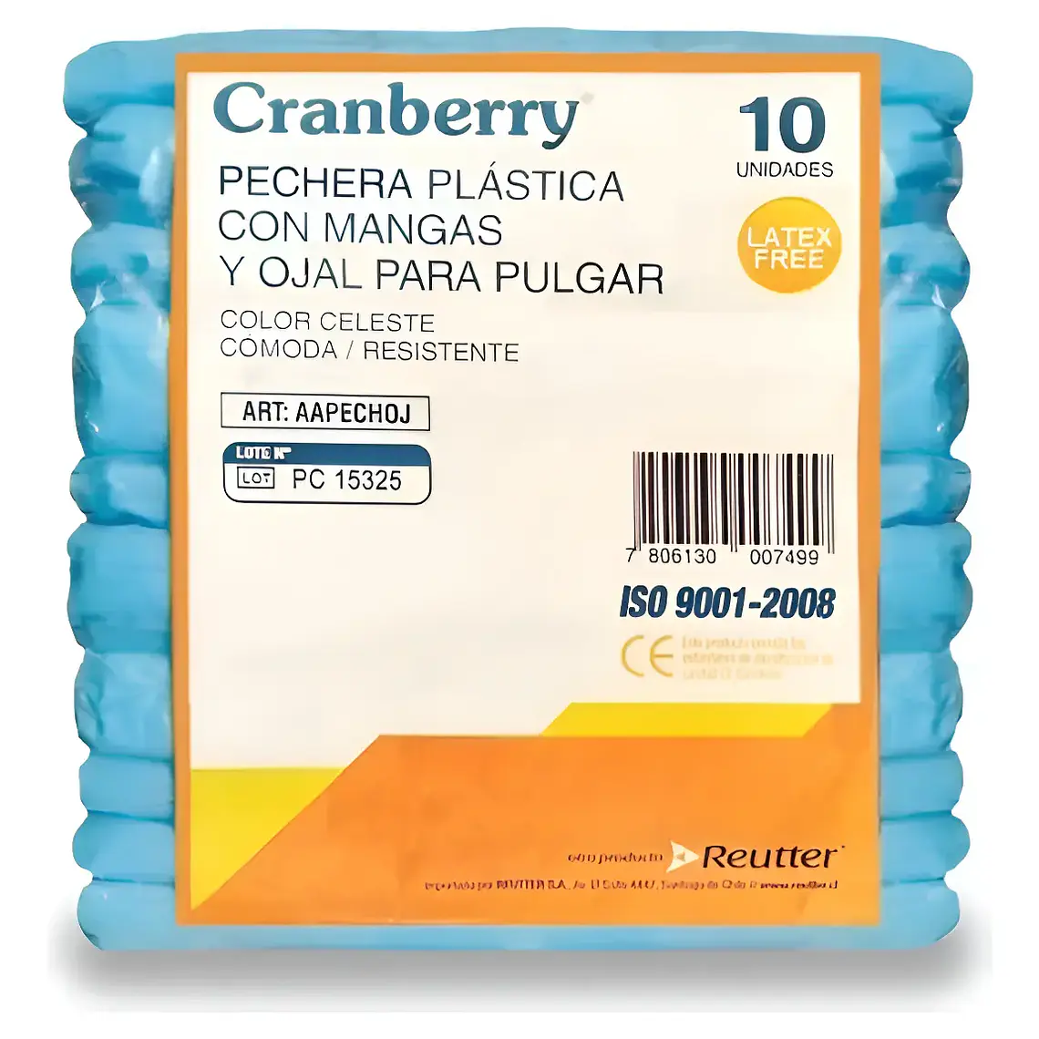 PECHERA PLASTICA C/MANGAS Y OJAL PARA PULGAR 10 UNIDADES CRANBERRY 1