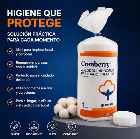 ALGODON HIDROFILO PRENSADO CRANBERRY 1KILO