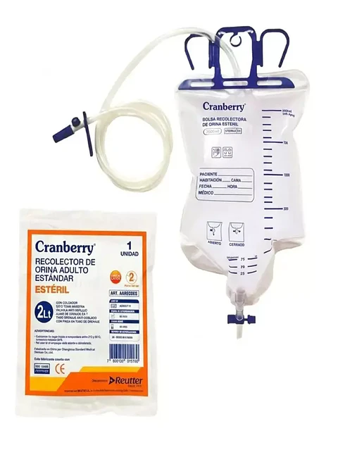 RECOLECTOR DE ORINA ADULTO 2LT PARA CAMA ESTERIL - CRANBERRY