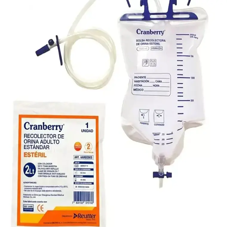 RECOLECTOR DE ORINA ADULTO 2LT PARA CAMA ESTERIL - CRANBERRY 1