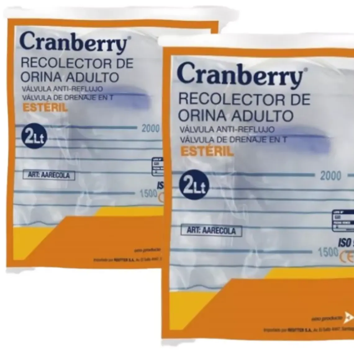 RECOLECTOR DE ORINA ADULTO 2LT DRENAJE EN T ESTERIL - CRANBERRY 1