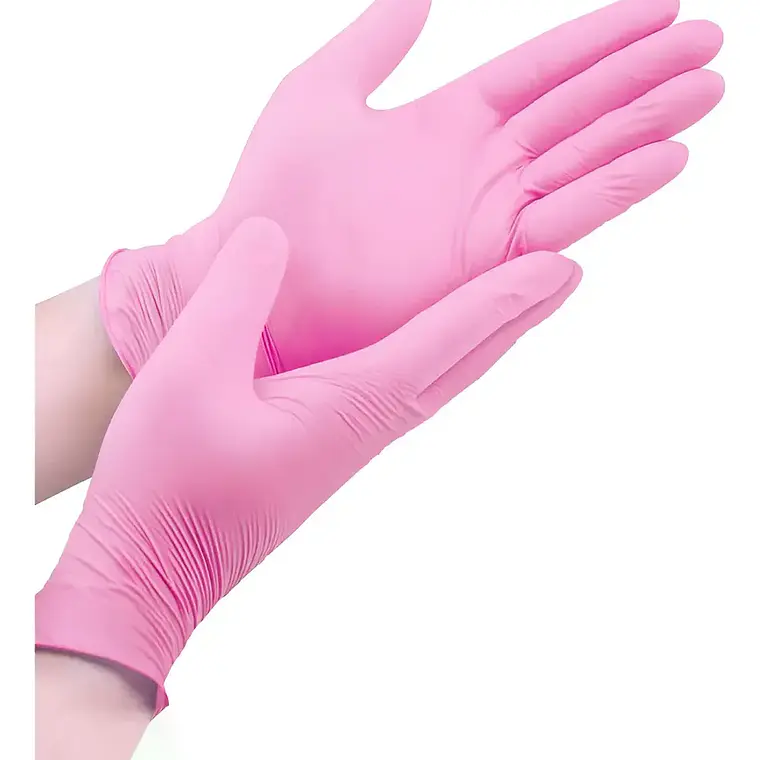 GUANTES NITRILO ROSADOS TALLA M 1