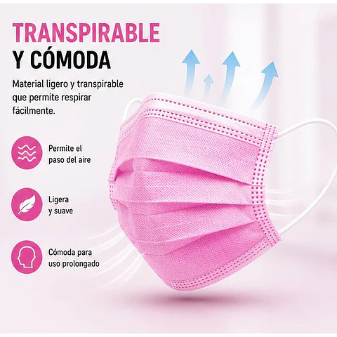 CAJA MASCARILLA ROSADA - 50 UNIDADES