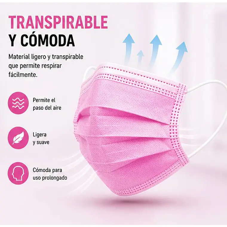 PAQUETE MASCARILLA ROSADA - 100 UNI 1