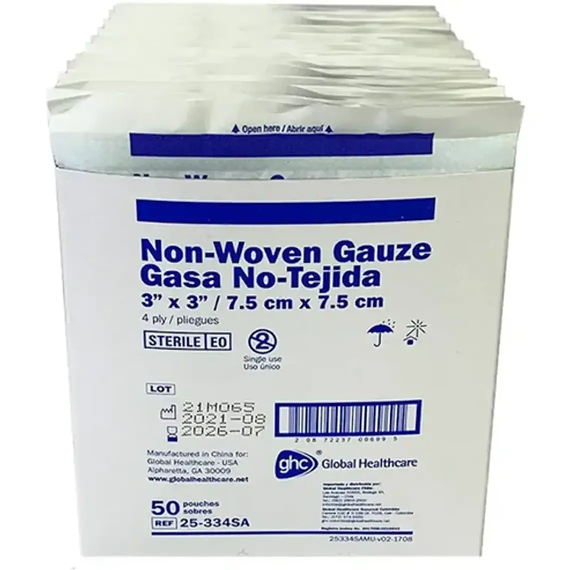 Gasa esteril no tejida 7.5 X 7.5 - CAJA 50 UNIDADES 1